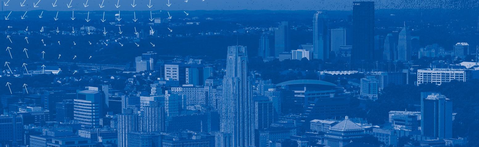 An aerial view of the University of Pittsburgh campus